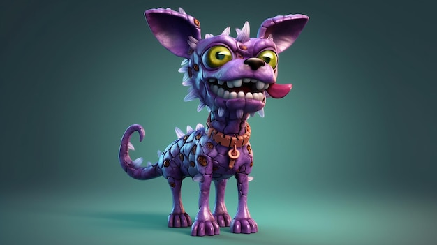 3D-Zeichentrickfilm-Zombie-Hund-Charakter generative KI