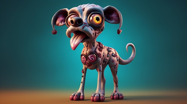 3D-Zeichentrickfilm-Zombie-Hund-Charakter generative KI