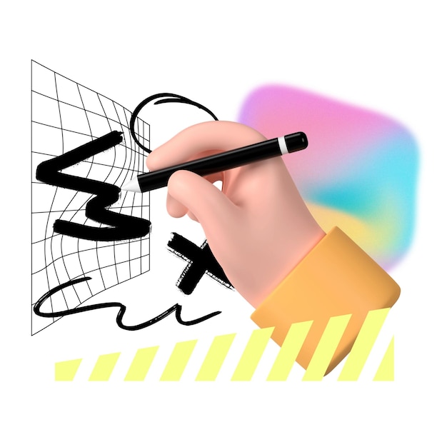 3D-Zeichnung von Hand png-Aufkleber kreativer Pastell-Holographie-Remix auf transparentem Hintergrund