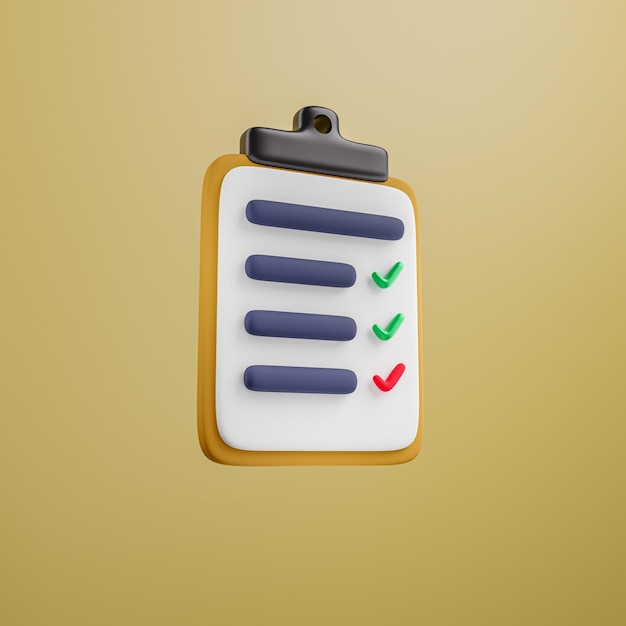 3D-Zwischenablage Task Management Checklist Level Konzept Task Checkliste und Prüfungen 3D Render