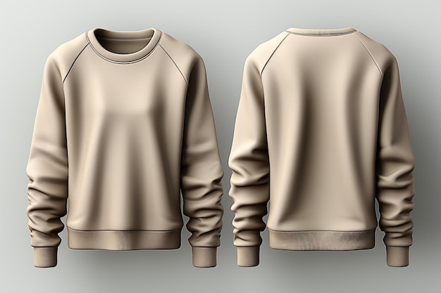 3Dgerendertes Sweatshirt-Mockup Vorder- und Rückansicht, leere Vorlage