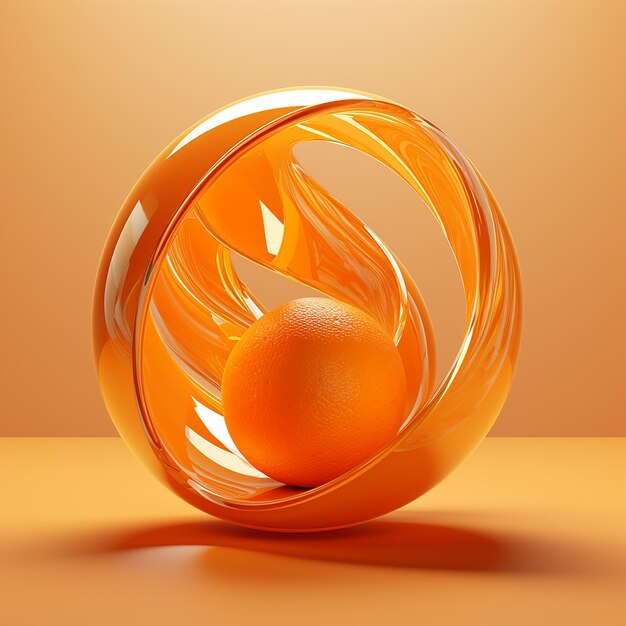 3Dn renderizou uma laranja inteira com sua casca de laranja brilhante em um fundo abstrato