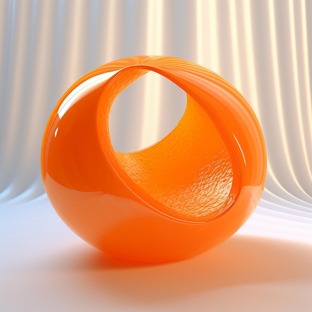 3Dn renderizou uma laranja inteira com sua casca de laranja brilhante em um fundo abstrato
