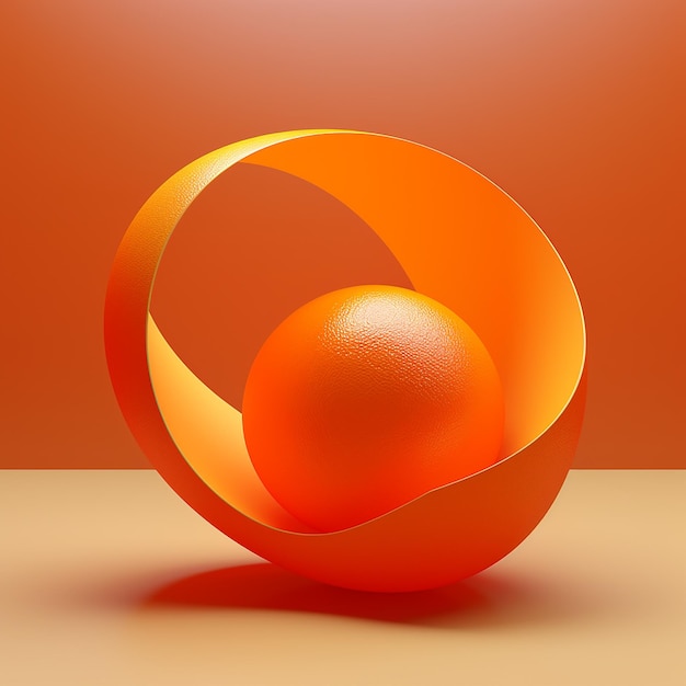 3Dn renderizou uma laranja inteira com sua casca de laranja brilhante em um fundo abstrato