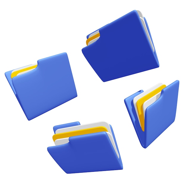 Foto un 4 tipo diferente de documento azul en icono 3d
