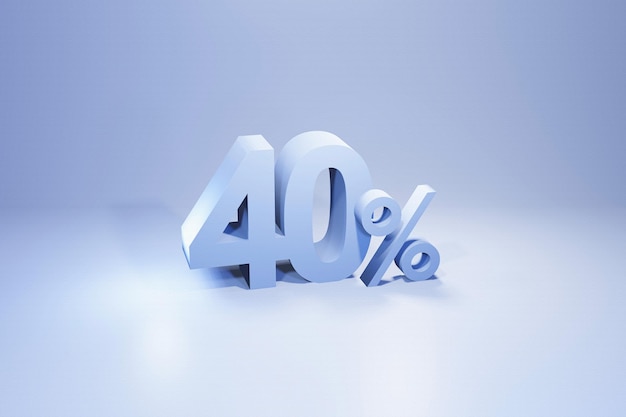 40 por ciento de la moderna representación 3d azul claro, oferta de venta concepto 3d