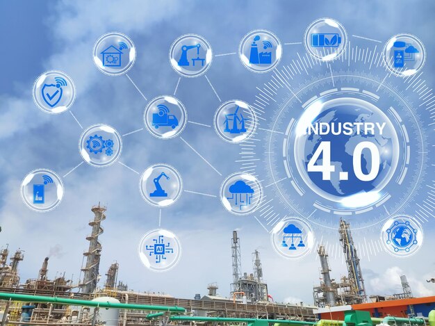 Foto 40 concepto de tecnología industrial fábrica inteligente para el cuarto industrial con una fábrica química