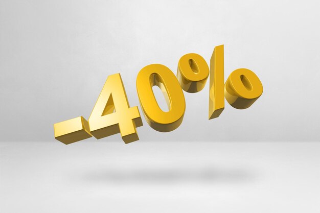 40 de descuento oferta ilustración 3D aislado en blanco Tasa de precio promocional