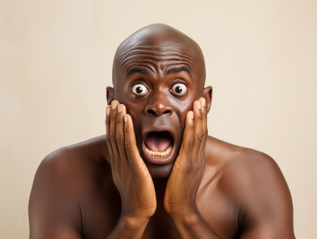 40-jähriger afrikanischer Mann emotionale dynamische Pose