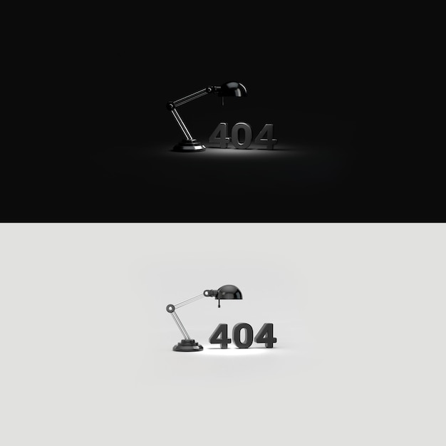 Foto 404 fehler 3d mit lampe für webseite