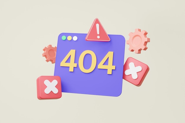 404 Fehlerseite nicht gefunden Getriebe schwebend Systemwartung Aktualisierungen Konzept Rotes Dreieck Warnung Warnung Web-Browser Codierung Programm Softwareentwicklung Banner Website 3D-Rendering Illustration