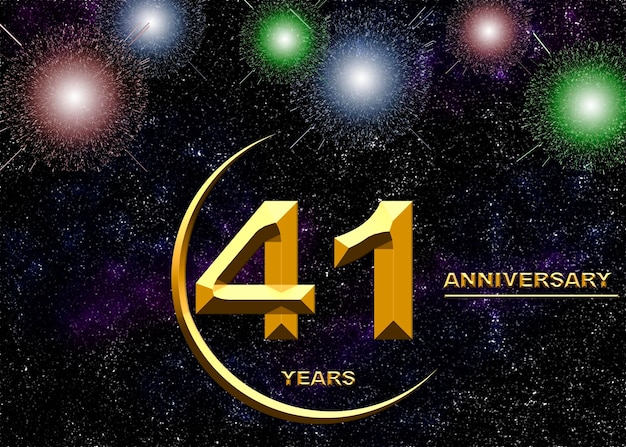 41 números dourados de aniversário em um cartaz ou cartão de fundo festivo