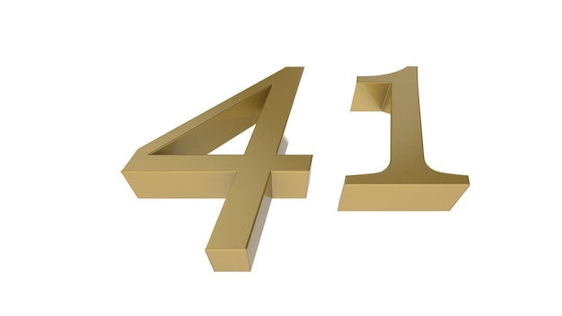 41 renderização de ilustração 3d de número de ouro