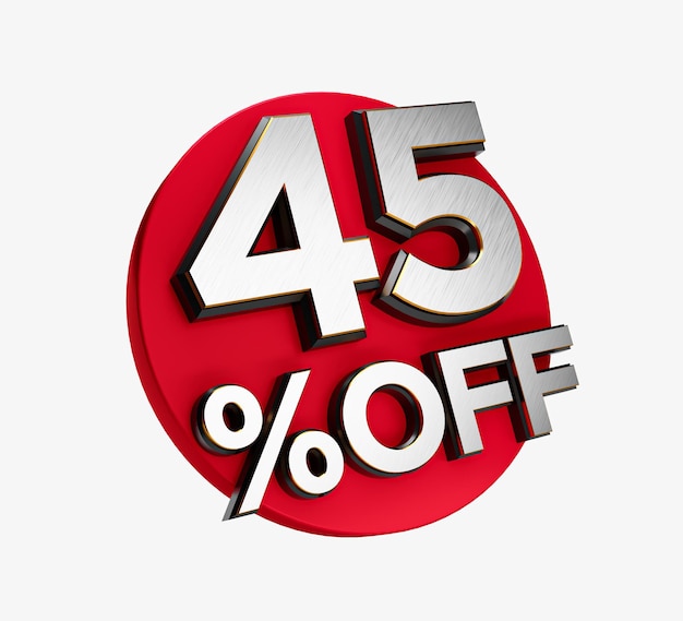 45% de desconto no 3d Sign on White Oferta especial 45% de desconto Tag flash venda até quarenta e cinco por cento