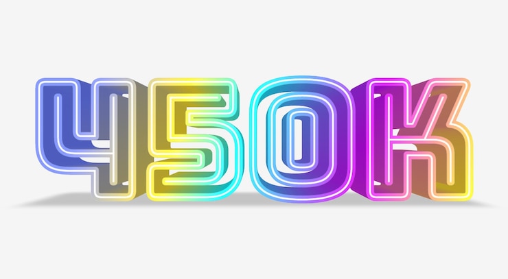Foto 450 mil seguidores con efecto de neón 3d