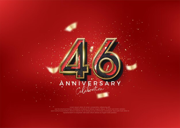 46o aniversário número Para celebrar o aniversário com conceito vermelho ousado vetor premium para cartaz bandeira celebração saudação