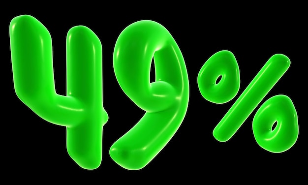 49 Prozent mit grüner Farbe zum Verkauf, Rabattförderung und Geschäftskonzept
