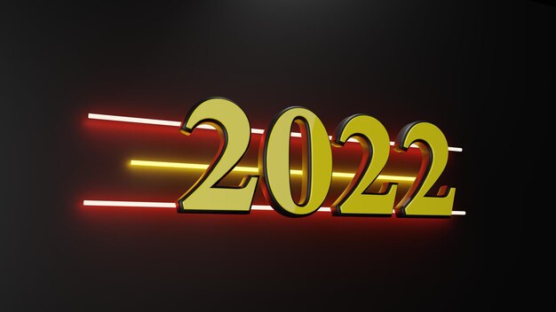 4k hochauflösendes 2020 neues Jahr mit Neontapetenhintergrund realistische 3D-Wiedergabe 152