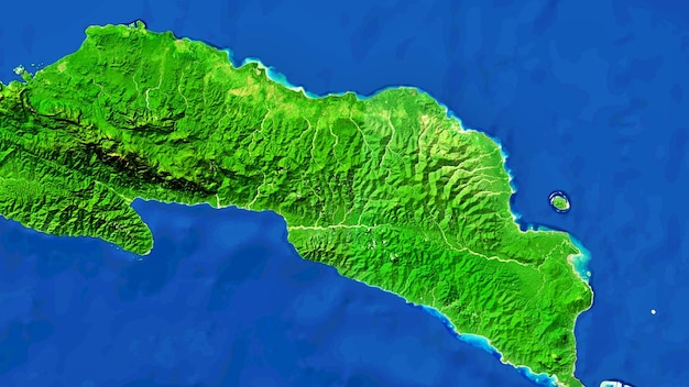 4K Isla Seram de Maluku Indonesia Mapa de alta resolución Visión por satélite de pantalla ancha Resolución 4K