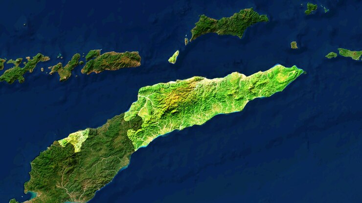 Foto 4k mapa do território de timor-leste na ásia visão por satélite de alta resolução 4k resolução