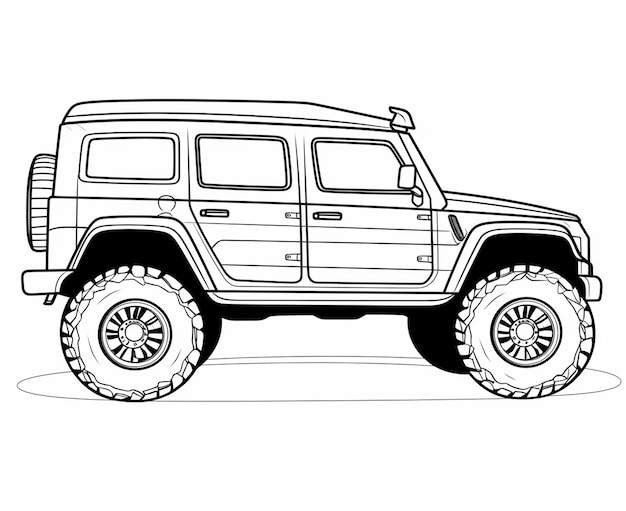 4x4-LKW-Farbblätter für Kinder Transport Farbblätter druckbar