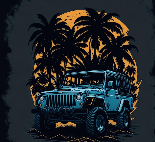 4x4 Offroad-Jeep für T-Shirt-Logo-Design