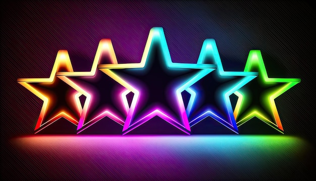 5 Cinco estrellas calificación del producto del cliente neón colorido brillante fondo sólido multicolor