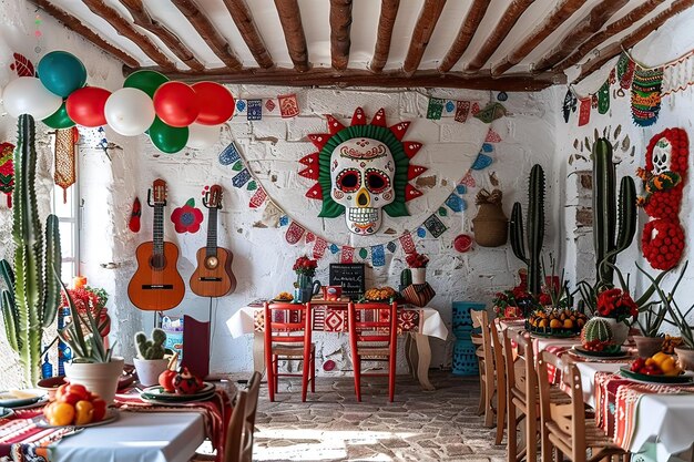 5 de maio decoração da sala de celebração cultura mexicana IA generativa