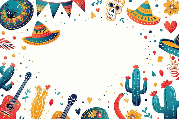 5 de mayo Feierkarte Komposition Vorlage Rahmen mexikanische Kultur Generative KI