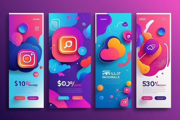 Foto 5 de redes sociais instagram e histórias de venda banner background aplicativo móvel poster flyer cupom cartão de prestação