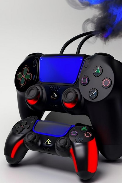 5 PlayStation gamepad dualsense en un fondo de carbón oscuro concepto de póster de Cybersport