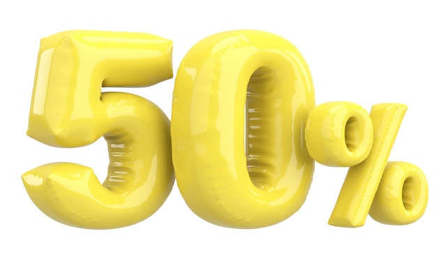 50 por ciento 50 balón texto ilustración en 3D