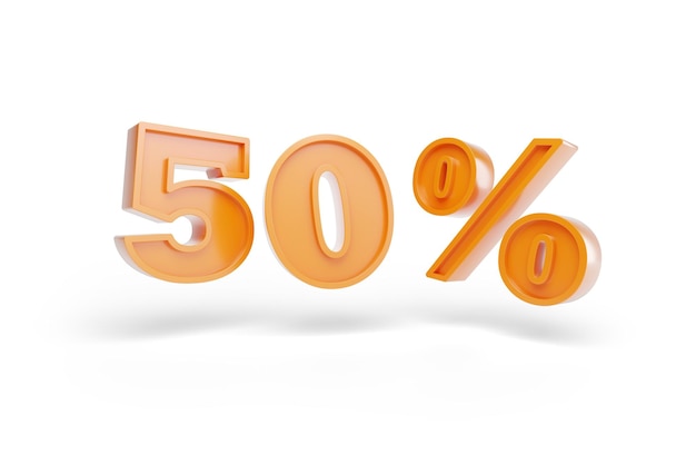 50 por ciento en tres dimensiones aisladas en fondo blanco Ilustración 3D