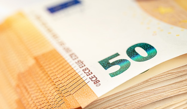 50-Euro-Banknote. Geschäfts- und Finanzkonzept, Nahaufnahme