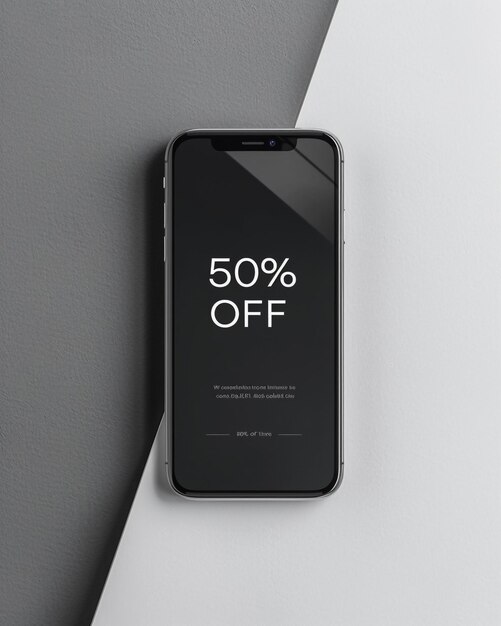 50 OFF Salea Smartphone mit 50 Rabatt Werbung auf dem Bildschirm Marketing E-Commerce Handy Werbung