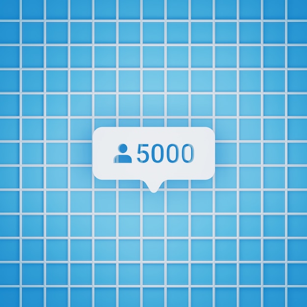 5000 Follower-Symbol im 3D-Stil für Social-Media-Post, quadratische Größe