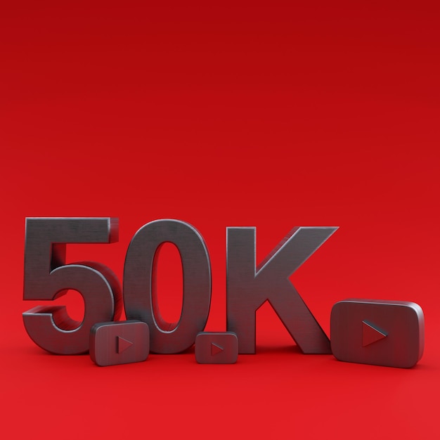 50k Seguidores de YouTube Ilustración 3D Render