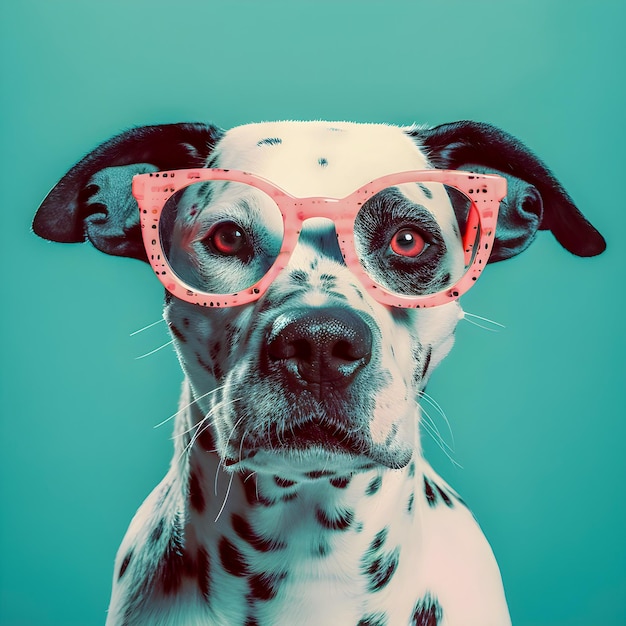 50s Vibes Hundeportrait mit Hipster-Brille