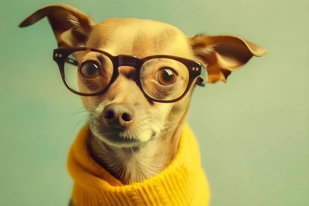 50s Vibes Hundeportrait mit Hipster-Brille