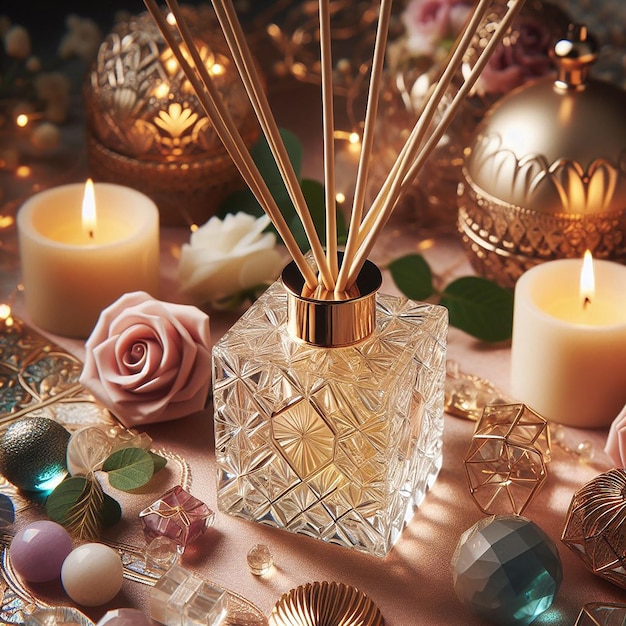55 botella de cristal de difusor de caña perfumado de lujo se utiliza como refrescante de habitaciones y artículos de decoración
