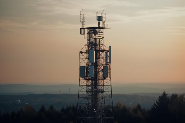 5G Global Network Technology Kommunikationsantennenturm, erstellt mit generativer KI