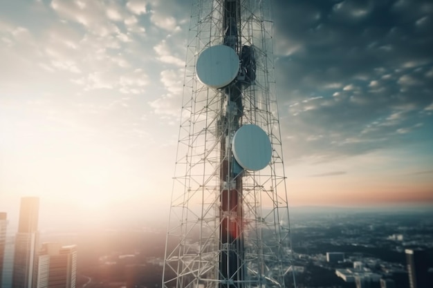 5G Global Network Technology Kommunikationsantennenturm, erstellt mit generativer KI