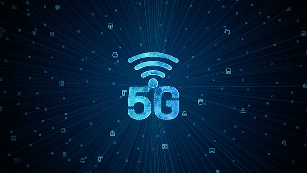 5g High Speed Internet Connection Line und Punkte Connect Internet of Things IOT
