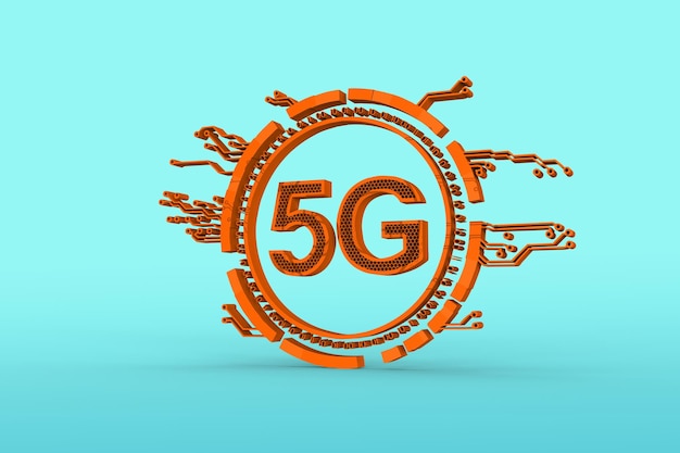 Foto 5g-internet drahtloses hologramm-symbol globales geschäfts- und informationstechnologie-konzept 3d-rendering