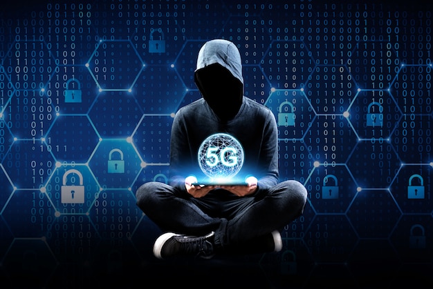 5G Network Wireless System und Internet der Dinge Kontakt mit Menschen