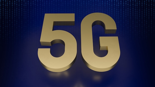 El 5g sobre fondo azul para la representación 3d del concepto de tecnología o móvil