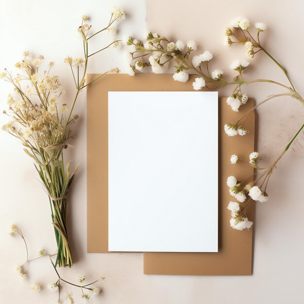 5x7 Karten-Mockup Minimalistische leere weiße Karten Hochzeitsbriefpapier-Mockup Romantischer minimalistischer Stil Leer