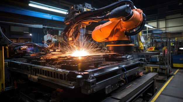 Foto 6 achsen roboterarm schweißwagenrahmen in der fabrik