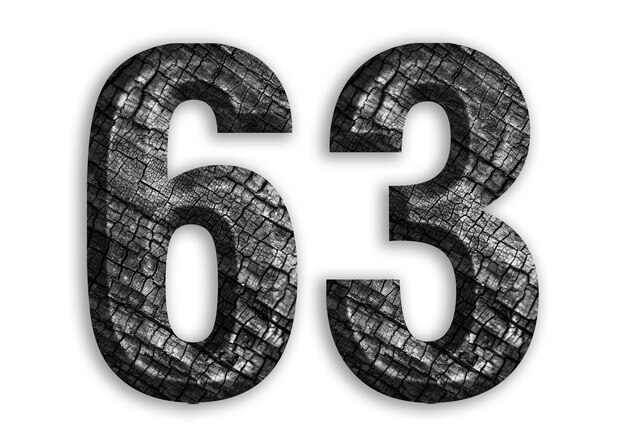 63 forma de número con diseño de motivo de carbón
