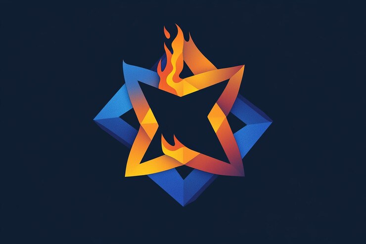 Foto 64bit isometric anime estrella de david diseño del logotipo